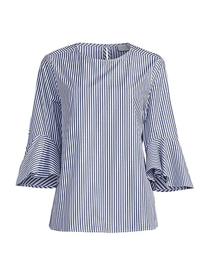 Malena Striped Cotton Long-Sleeve Blouse