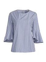 Malena Striped Cotton Long-Sleeve Blouse