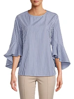 Malena Striped Cotton Long-Sleeve Blouse