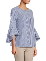 Malena Striped Cotton Long-Sleeve Blouse