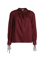 Audrey Cotton Tieneck Blouse