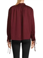 Audrey Cotton Tieneck Blouse