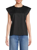 Arlene Cotton Cap-Sleeve Blouse