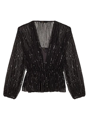 Belted Sequin Top