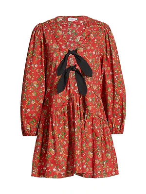 Annette Floral Cotton V-Neck Minidress