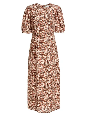 Wanda Floral Short-Sleeve Midi-Dress
