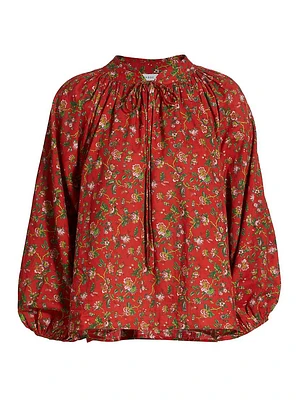 Rafael Floral Cotton Self-Tie Top
