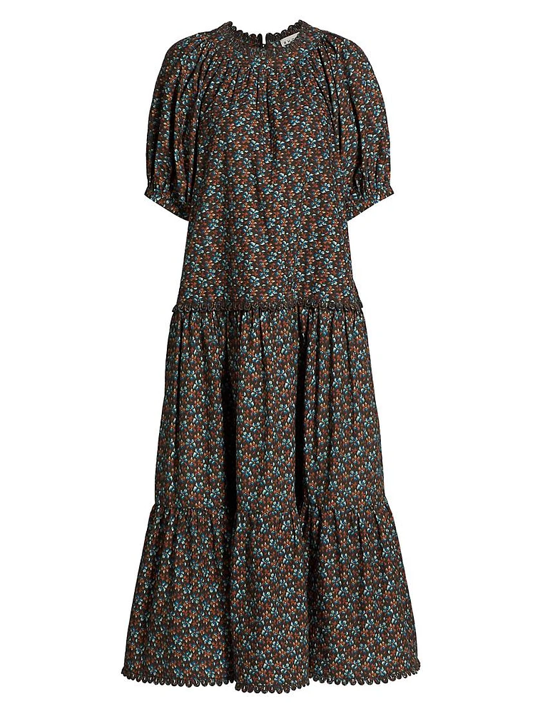 Aderyn Floral Short-Sleeve Midi-Dress