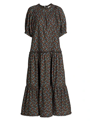 Aderyn Floral Short-Sleeve Midi-Dress