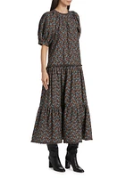 Aderyn Floral Short-Sleeve Midi-Dress