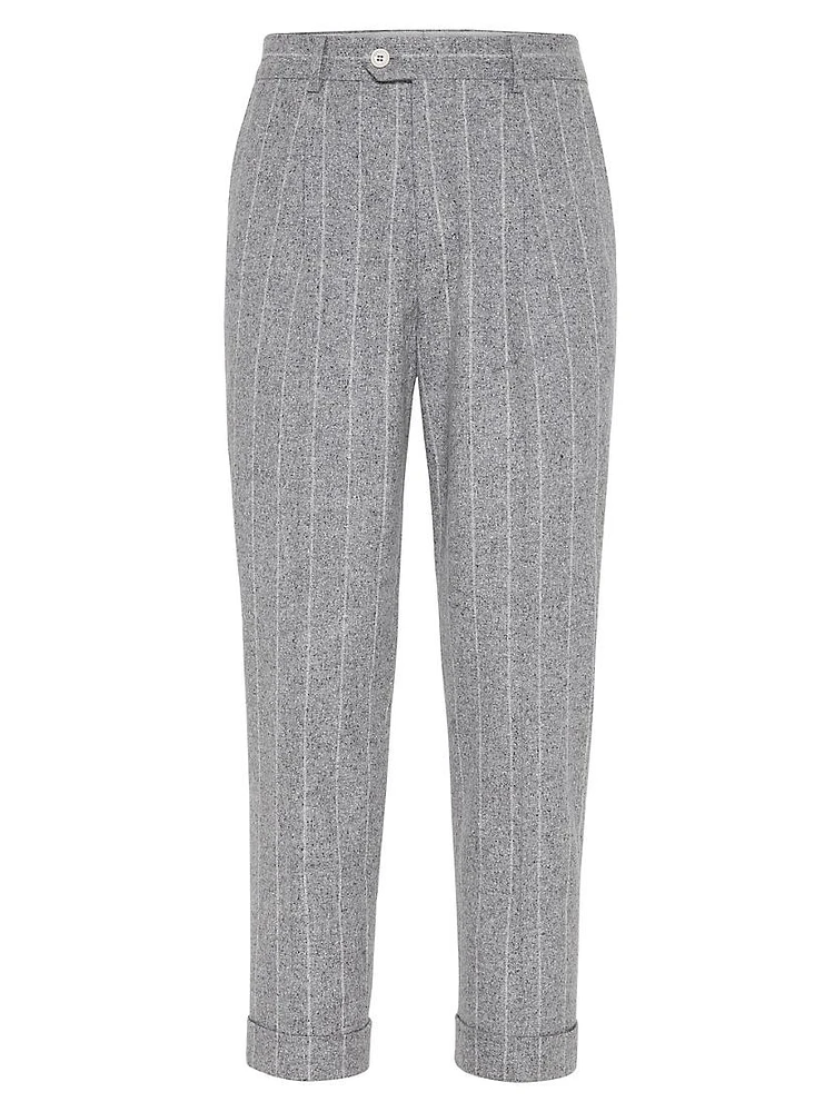 Flannel Leisure Fit Trousers with Pleats