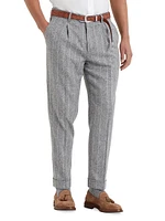 Flannel Leisure Fit Trousers with Pleats