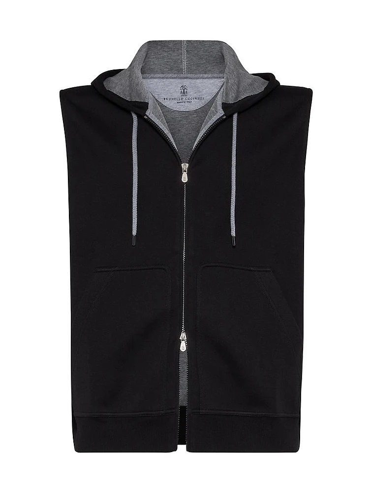 Sleeveless Sweatshirt with Zipper and Hood