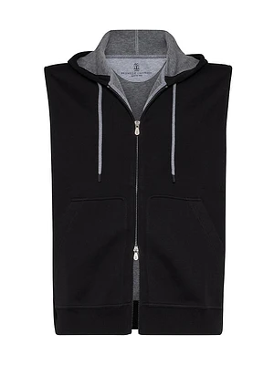 Sleeveless Sweatshirt with Zipper and Hood