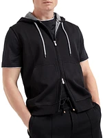 Sleeveless Sweatshirt with Zipper and Hood