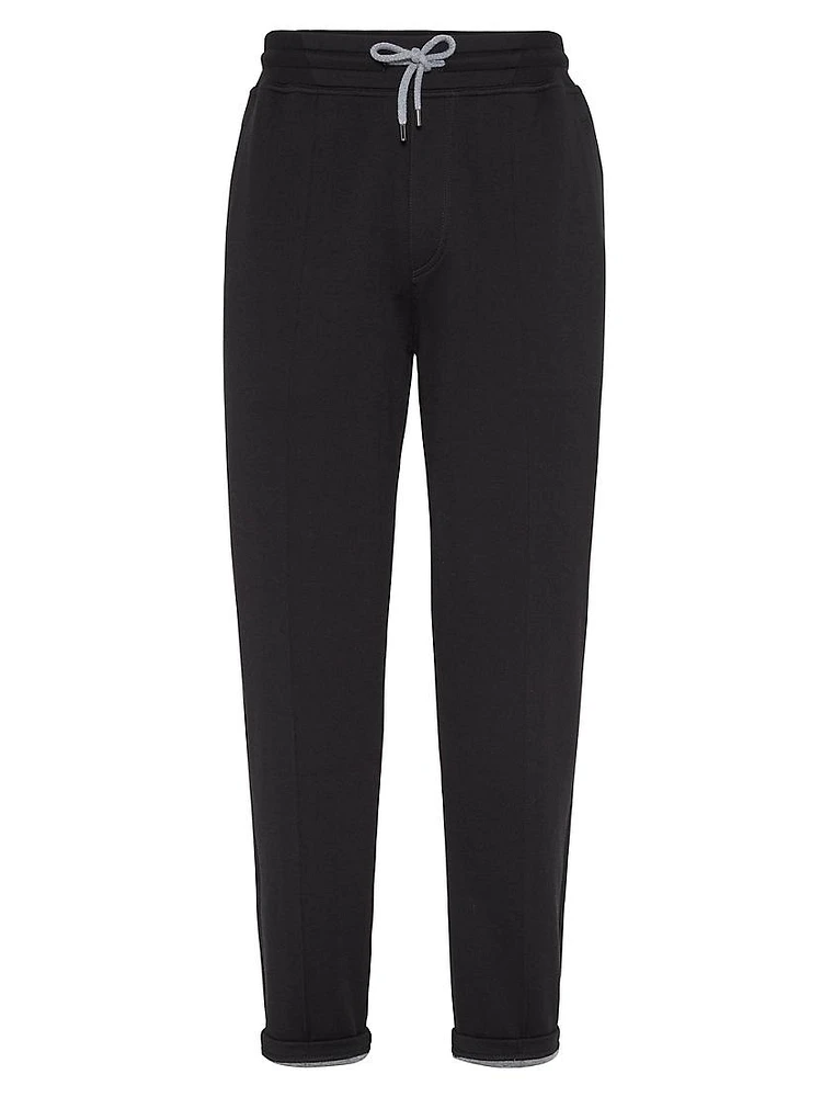 French Terry Double Cloth Trousers with Crête Detail