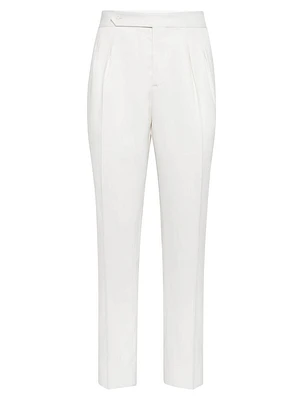 Délavé Silk Twill Tuxedo Trousers with Double Pleats