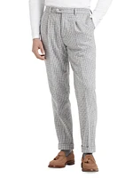 Houndstooth Leisure Fit Trousers with Pleats