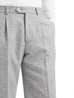 Houndstooth Leisure Fit Trousers with Pleats