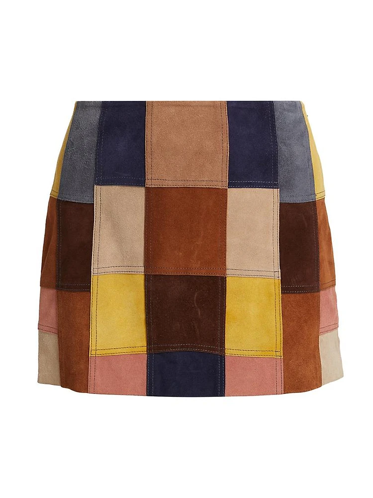 Rosalia Patchwork Suede Miniskirt