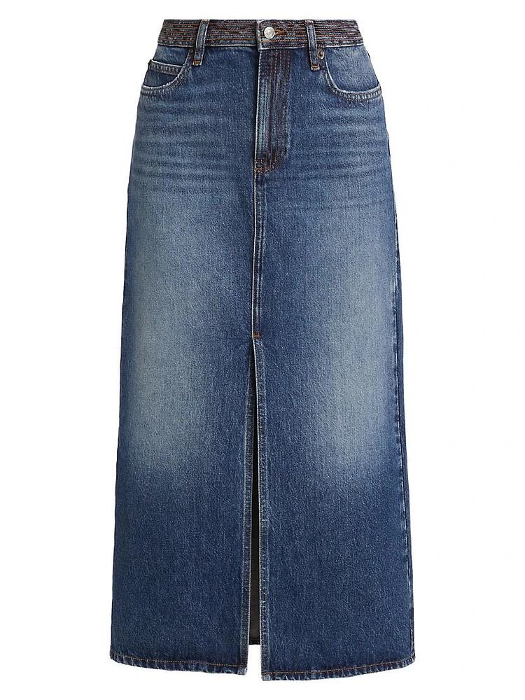 Math Denim Midi-Skirt