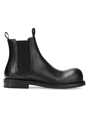 Bulb Toe Leather Chelsea Boots