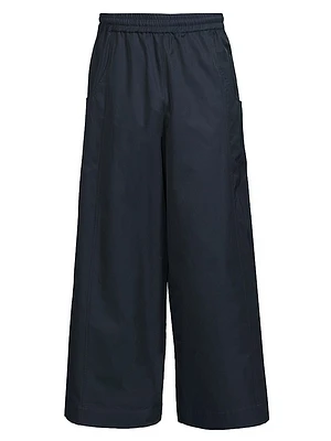 Wide-Leg Poplin Trousers