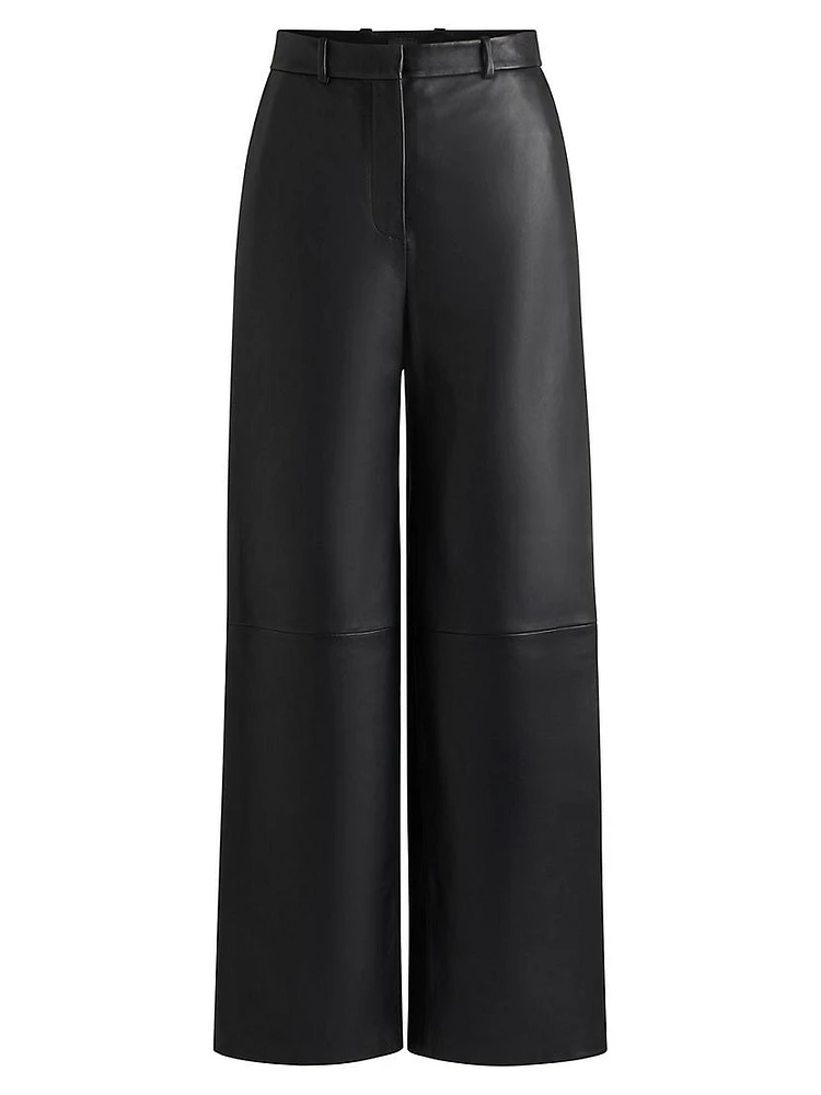 Leather Trousers with Paneled Leg Detail