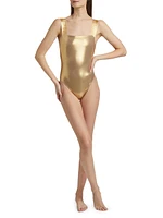 Laminated One-Piece Swimsuit
