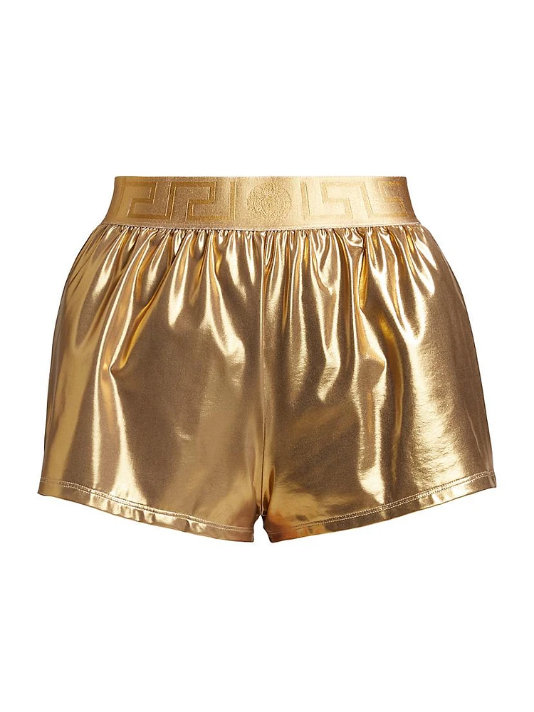 Metallic Greek Key Swimshorts