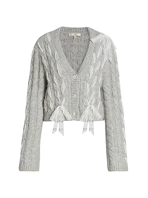 Louella Lace Cable-Knit V-Neck Cardigan