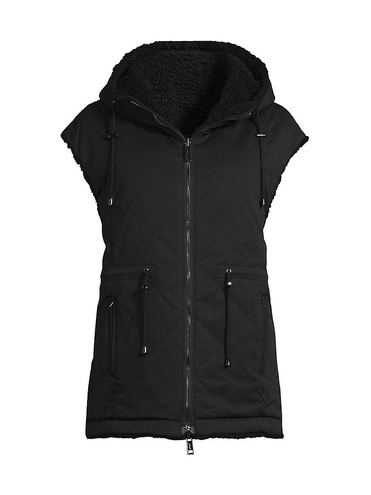 Faux Shearling Reversible Hooded Vest