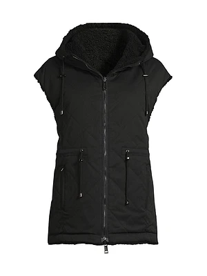 Faux Shearling Reversible Hooded Vest