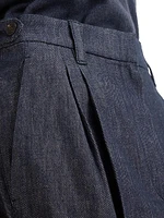 Cotton Denim Effect Twill Tailored Relaxed Trousers