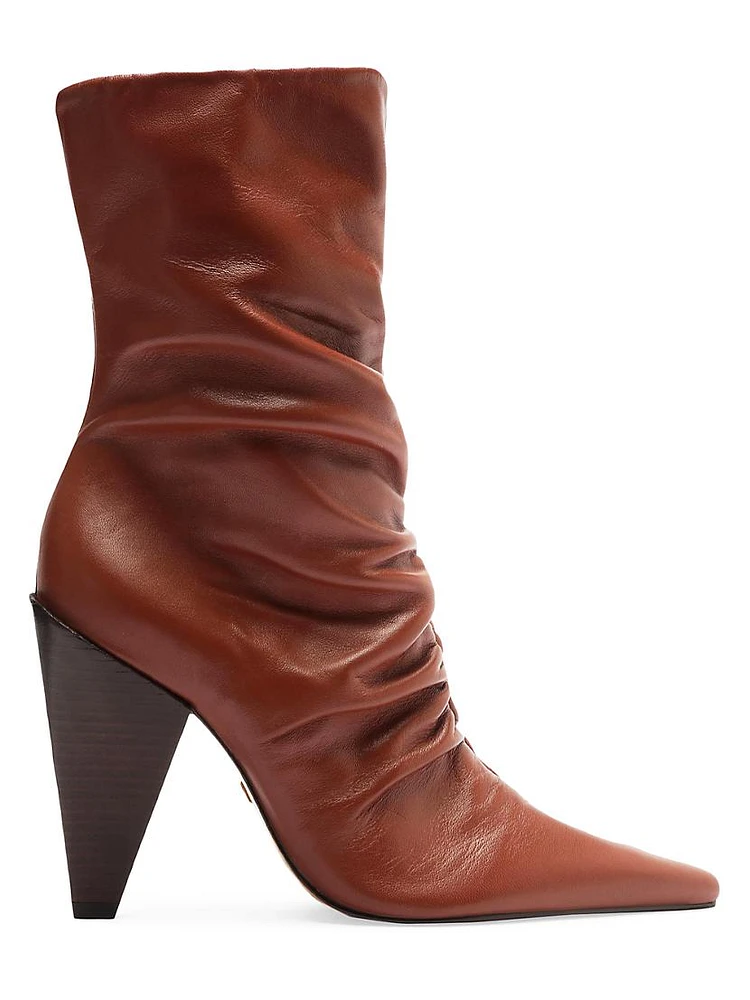 Lynn 110MM Ruched Leather Booties