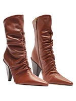 Lynn 110MM Ruched Leather Booties