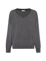 Cashmere Sweater with Precious Ribbed Neckline