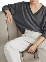 Cashmere Sweater with Precious Ribbed Neckline