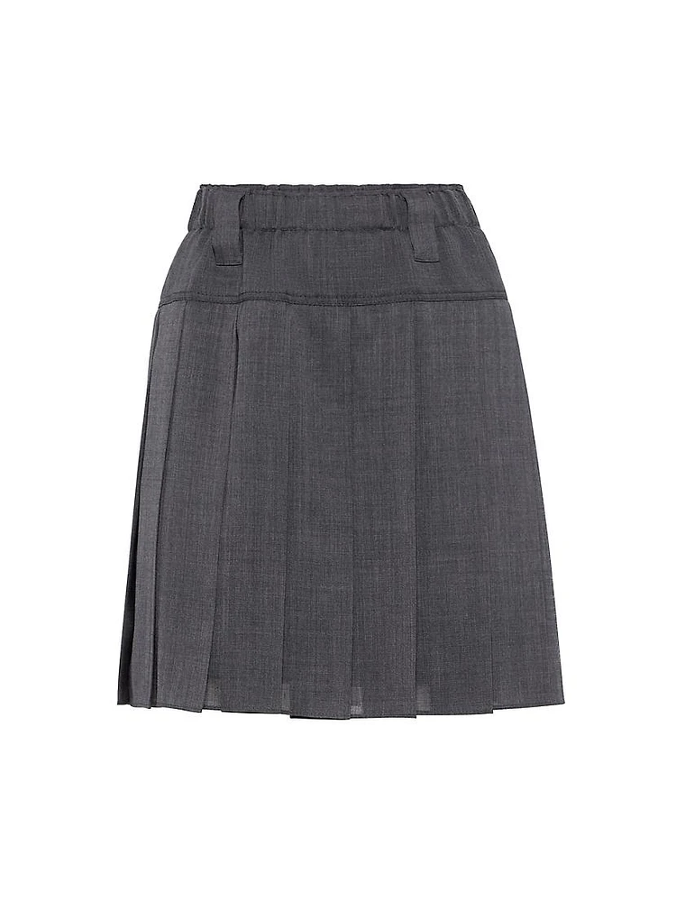 Pleated Virgin Wool Organza Mini Skirt