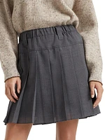 Pleated Virgin Wool Organza Mini Skirt