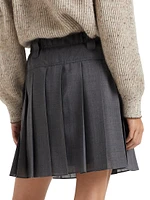 Pleated Virgin Wool Organza Mini Skirt