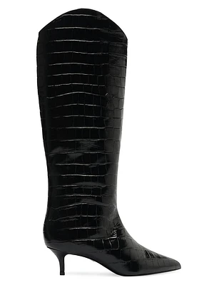 Maryana 50MM Crocodile-Embossed Wide-Calf Boots