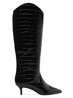 Maryana 50MM Crocodile-Embossed Wide-Calf Boots