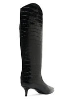 Maryana 50MM Crocodile-Embossed Wide-Calf Boots