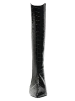 Maryana 50MM Crocodile-Embossed Wide-Calf Boots