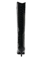 Maryana 50MM Crocodile-Embossed Wide-Calf Boots