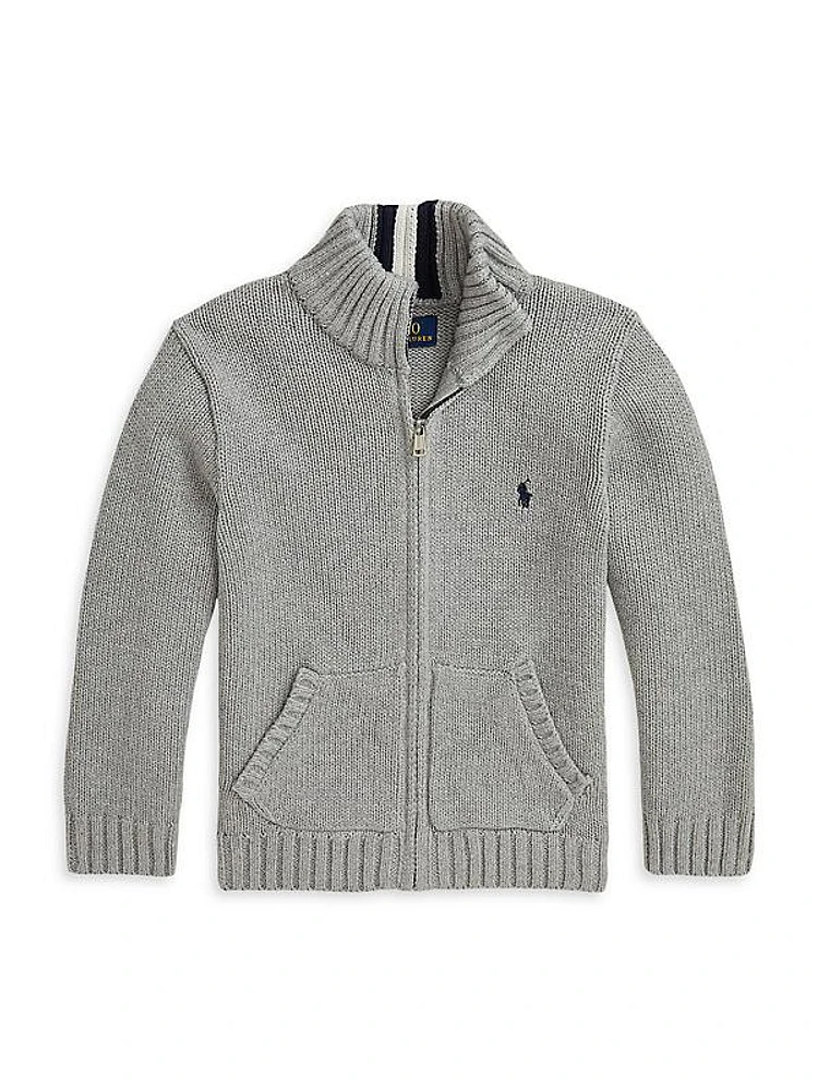 Little Boy's & Boy's Knit Zip-Up Jacket