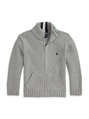 Little Boy's & Boy's Knit Zip-Up Jacket