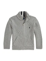 Little Boy's & Boy's Knit Zip-Up Jacket