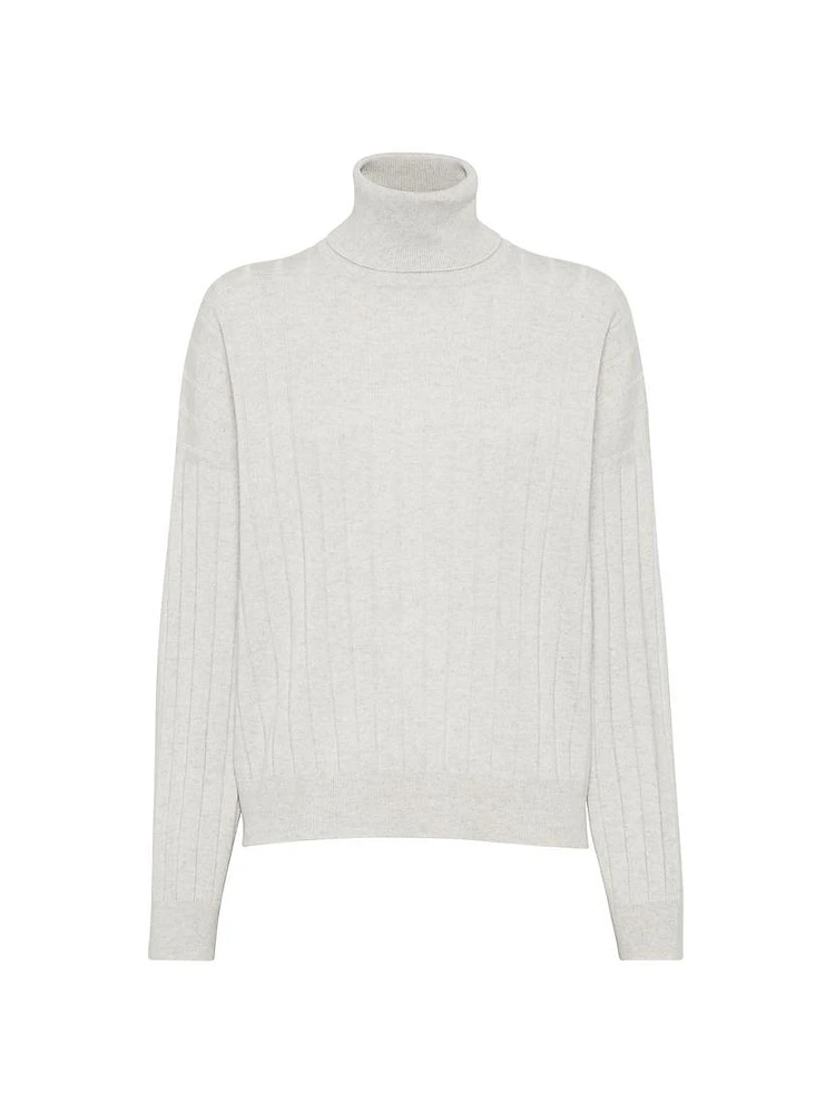 Cashmere Flat Rib Turtleneck Sweater